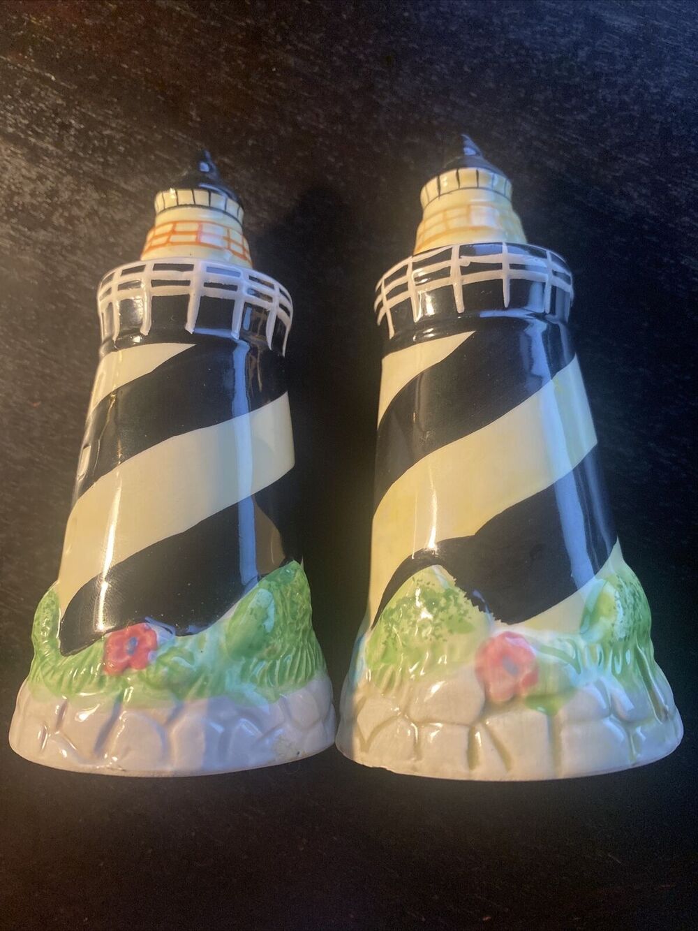 Lighthouse Salt & Pepper Shaker Set 4.5” Ceramic With Stoppers